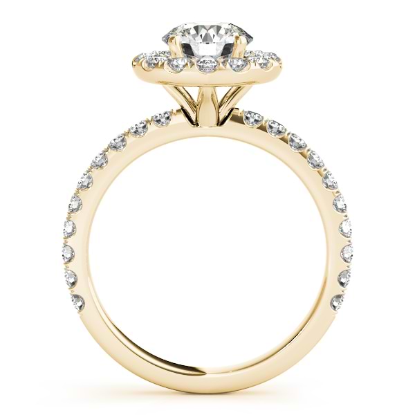 French Pave Halo Diamond Engagement Ring Setting 14k Yellow Gold 2.00ct