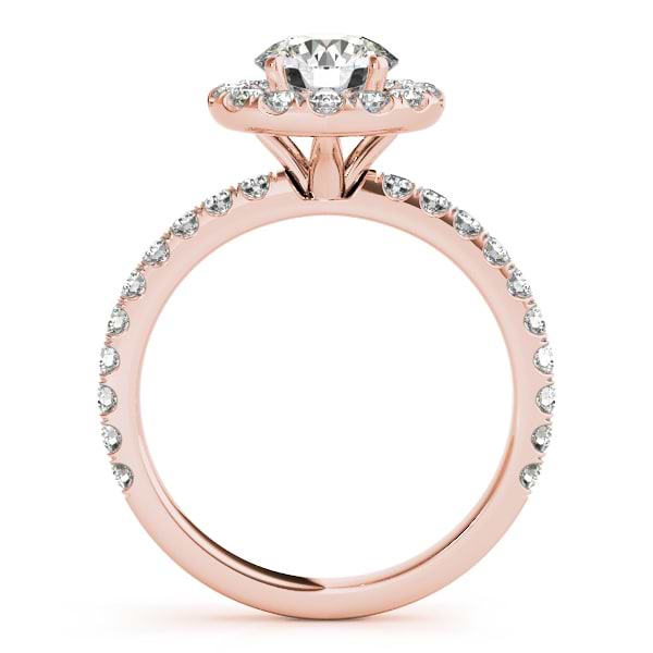 French Pave Halo Diamond Bridal Ring Set 14k Rose Gold (1.45ct)
