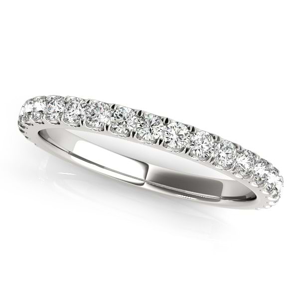 French Pave Halo Diamond Bridal Ring Set 18k White Gold (1.45ct)