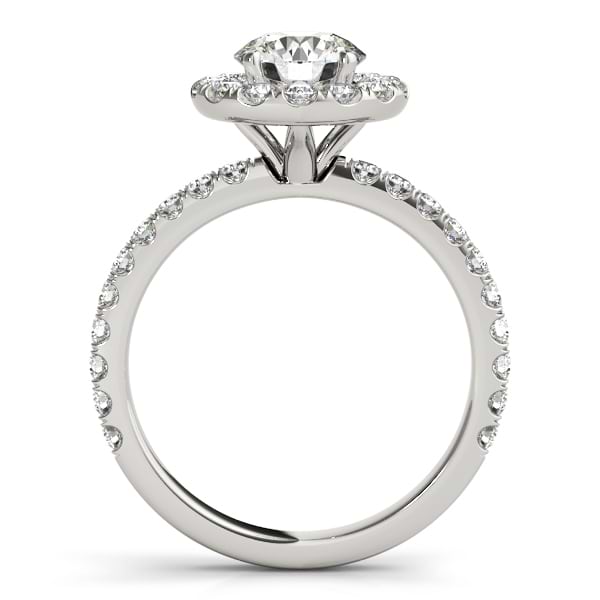 French Pave Halo Diamond Bridal Ring Set Palladium (1.95ct)