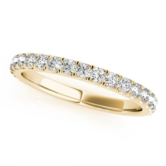 French Pave Halo Lab Grown Diamond Bridal Ring Set 18k Yellow Gold (1.20ct)