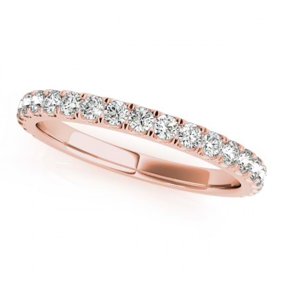 French Pave Diamond Ring Wedding Band 14k Rose Gold (0.45ct)