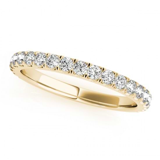 French Pave Lab Grown Diamond Ring Wedding Band 18k Yellow Gold (0.45ct)