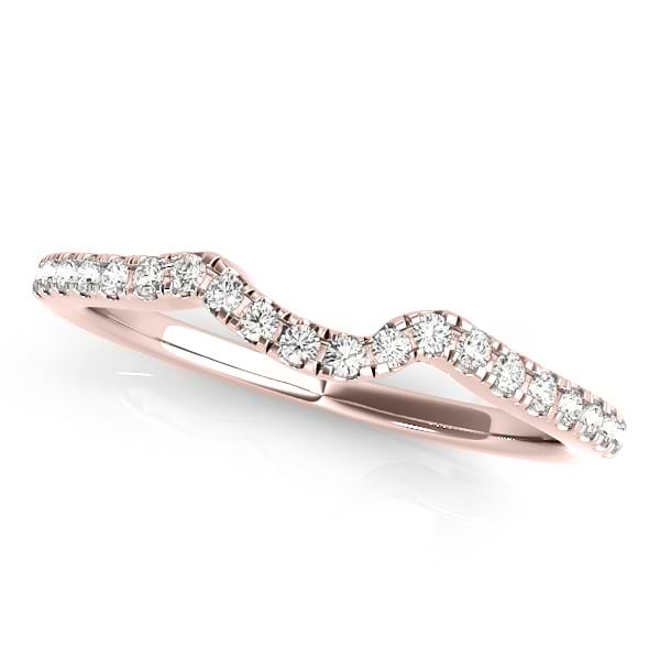 Women's Wedding Ring, Contoured Diamond Band 14k Rose Gold 0.12ct