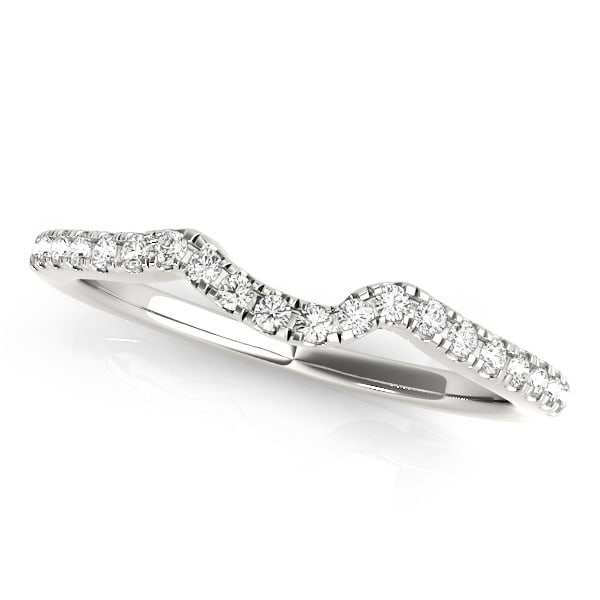 Women's Wedding Ring, Contoured Diamond Band 14k White Gold 0.12ct