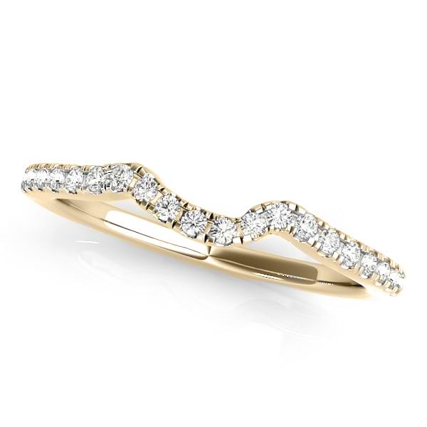 Women's Wedding Ring, Contoured Diamond Band 14k Yellow Gold 0.12ct