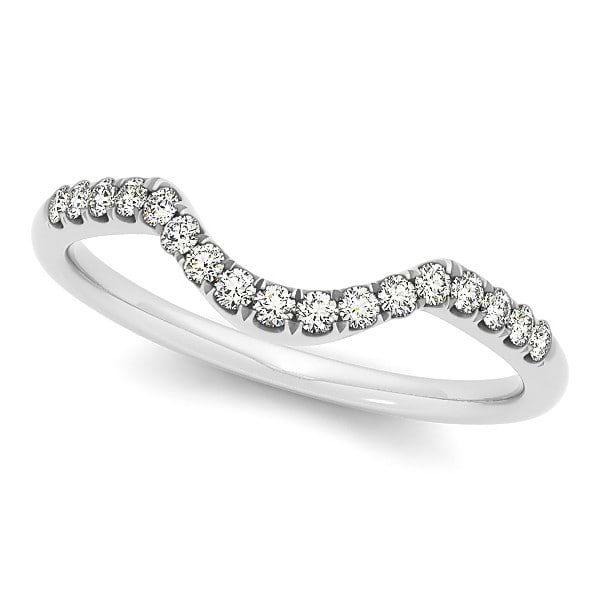Diamond Accented Contour Wedding Band in 14k White Gold (0.20ct)