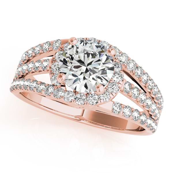 Wide Triple Band Diamond Engagement Ring 14k Rose Gold (2.13ct)