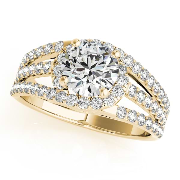 Wide Triple Band Diamond Engagement Ring 18k Yellow Gold (2.13ct)