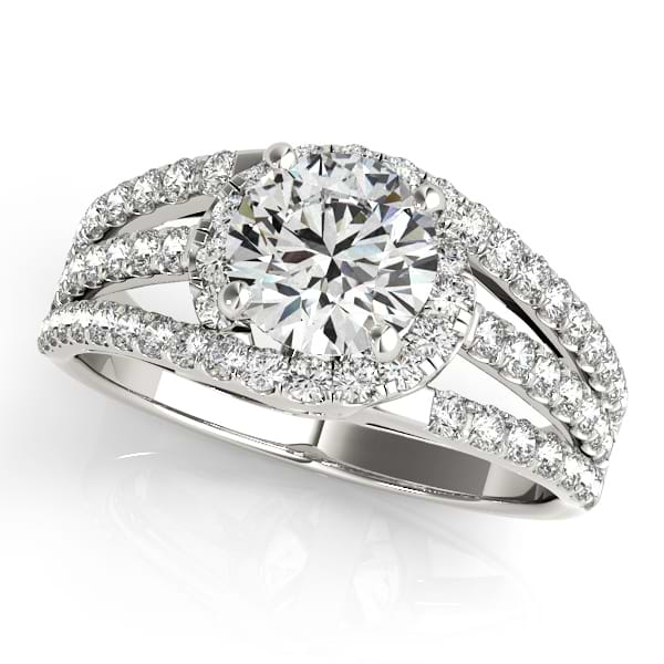 Triple Band Diamond Engagement Ring Bridal Set 18k White Gold (2.33ct)