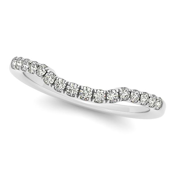Diamond Accented Contour Wedding Band in 14k White Gold (0.17ct)