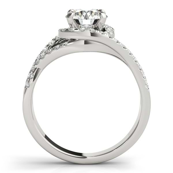 Twisted Halo Engagement Ring Bridal Set Palladium (1.12ct)
