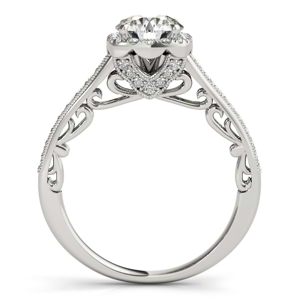 Diamond Antique Style Halo Bridal Set 14k White Gold (0.52ct)