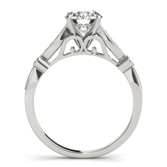 Marquise & Dot Diamond Vintage Engagement Ring Palladium 0.13ct