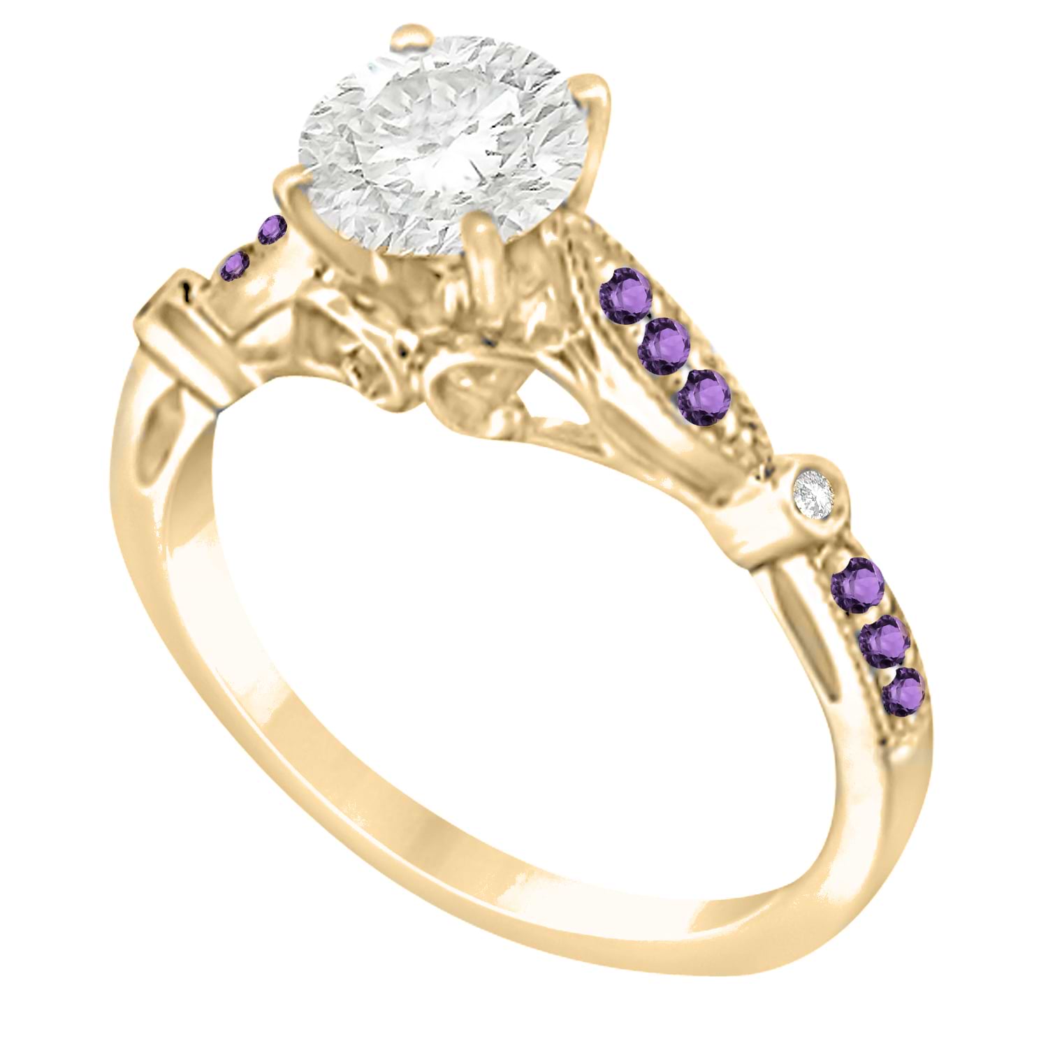 Marquise & Dot Amethyst Vintage Bridal Set in 14k Yellow Gold (0.29ct)