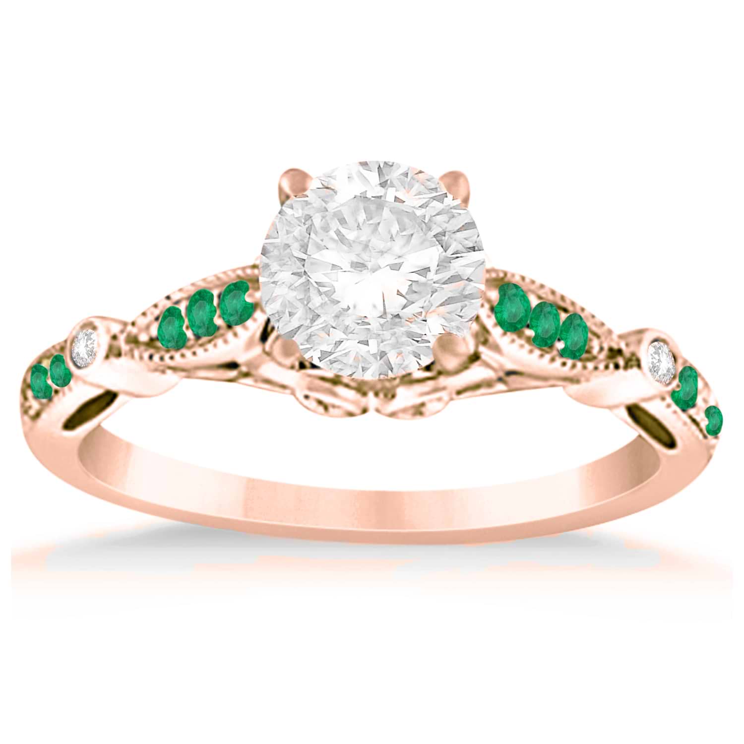 Marquise & Dot Emerald Vintage Bridal Set in 14k Rose Gold (0.29ct)