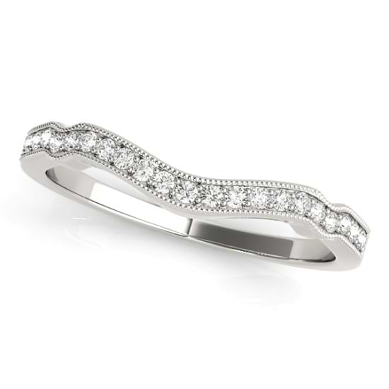 Diamond Accented Contoured Wedding Band in 14k White Gold (0.17ct)