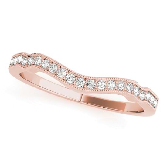 Diamond Accented Contoured Wedding Band in 18k Rose Gold (0.17ct)