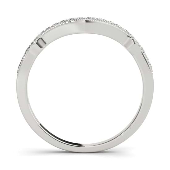 Diamond Accented Contoured Wedding Band in 18k White Gold (0.17ct)