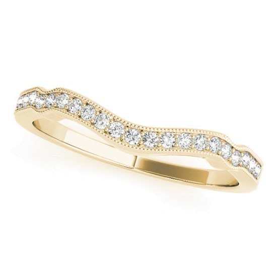 Diamond Accented Contoured Wedding Band in 18k Yellow Gold (0.17ct)
