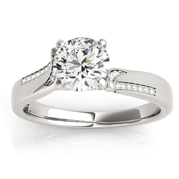 Diamond Pave Swirl Engagement Ring Setting 18k White Gold (0.13ct)