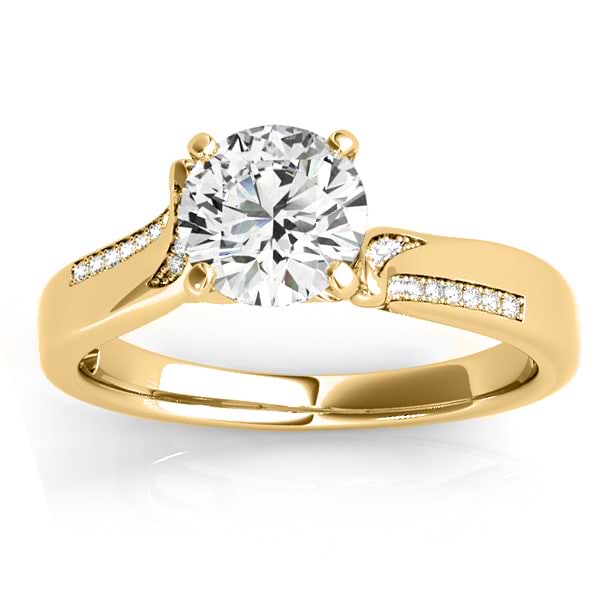 Diamond Pave Swirl Engagement Ring Setting 18k Yellow Gold (0.13ct)