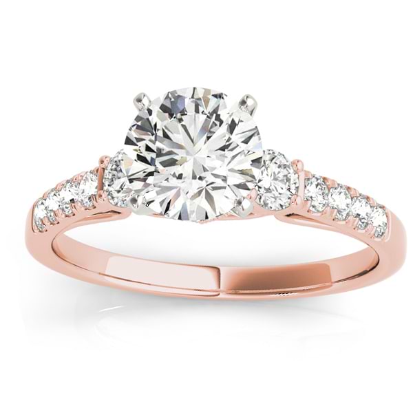 Diamond Three Stone Engagement Ring 14k Rose Gold (0.43ct)