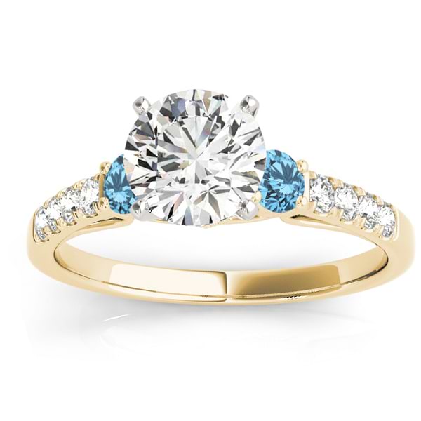 Diamond &  Blue Topaz Three Stone Engagement Ring 14k Yellow Gold (0.43ct)