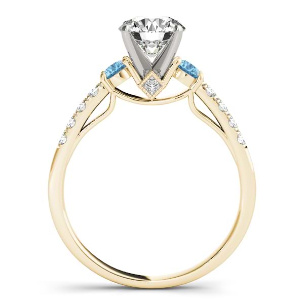 Diamond &  Blue Topaz Three Stone Engagement Ring 14k Yellow Gold (0.43ct)
