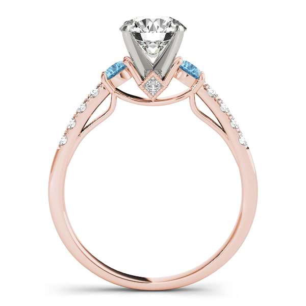 Diamond &  Blue Topaz Three Stone Engagement Ring 18k Rose Gold (0.43ct)