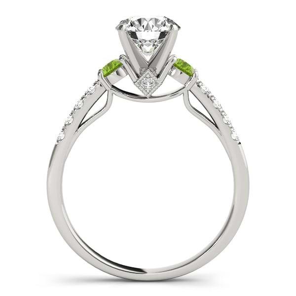 Diamond & Peridot Three Stone Engagement Ring 14k White Gold (0.43ct)