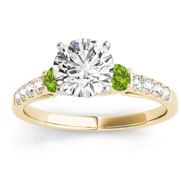 Diamond & Peridot Three Stone Engagement Ring 18k Yellow Gold (0.43ct)