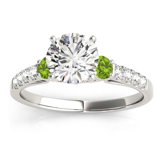 Diamond & Peridot Three Stone Engagement Ring Setting Platinum (0.43ct)