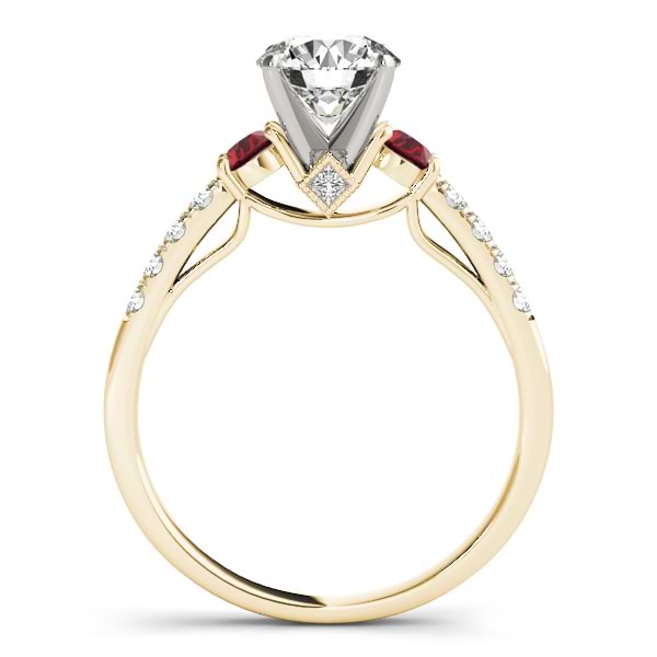Diamond & Ruby Three Stone Engagement Ring 18k Yellow Gold (0.43ct)