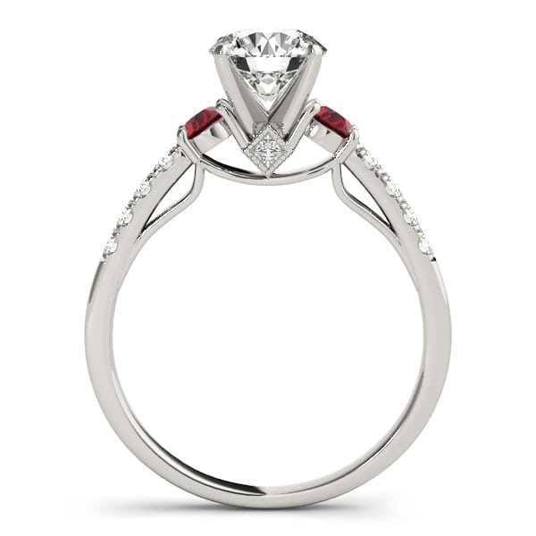 Diamond & Ruby Three Stone Engagement Ring Setting Palladium (0.43ct)