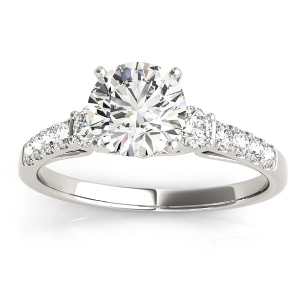 Diamond Three Stone Bridal Set Ring 14k White Gold (0.55ct)