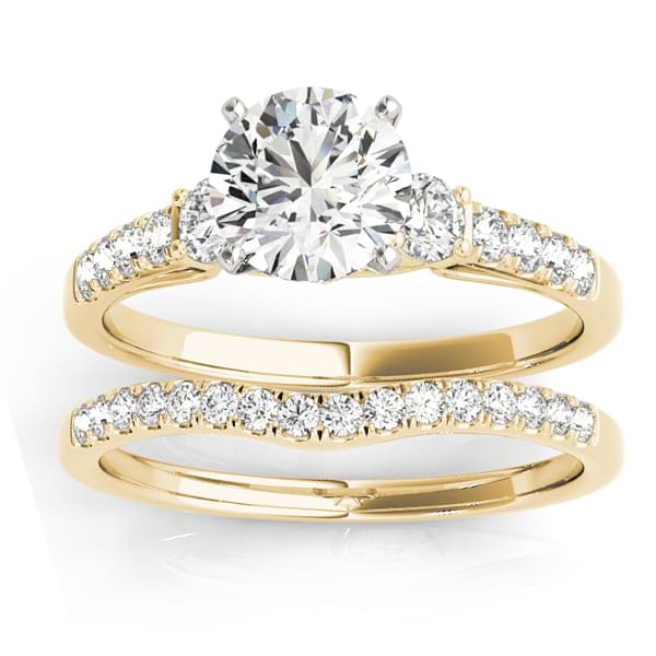 Diamond Three Stone Bridal Set Ring 18k Yellow Gold (0.55ct)