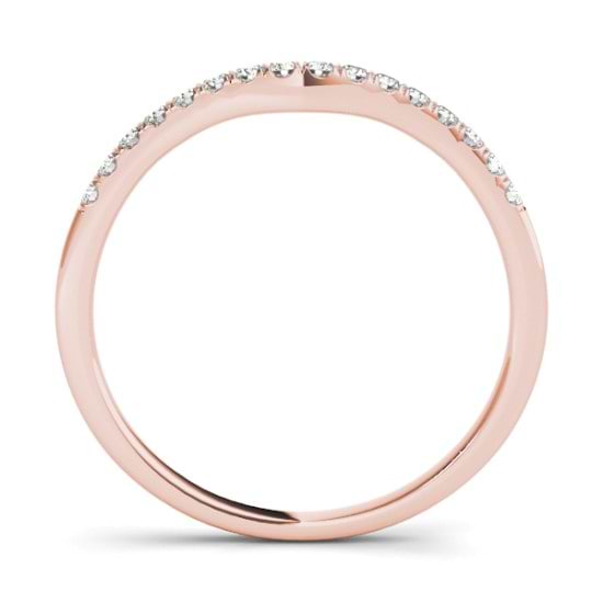 Diamond & Blue Sapphire Three Stone Bridal Set Ring 18k Rose Gold (0.55ct)