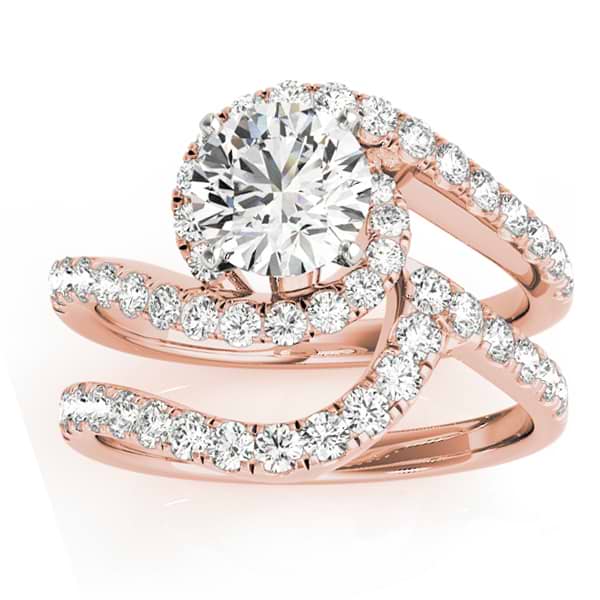 Diamond Twisted Swirl Bridal Set Setting 18k Rose Gold (0.62ct)