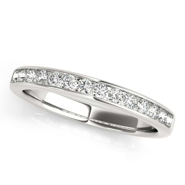 Diamond Accented Semi Eternity Wedding Band in 14k White Gold (0.25ct)