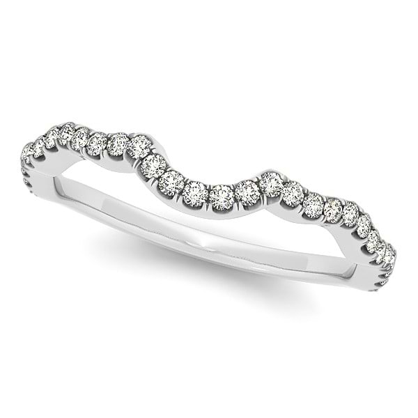 Semi Eternity Contour Diamond Wedding Ring in 18k White Gold 0.20ct