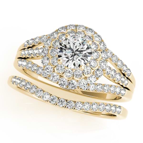 Fairy Tale Diamond Engagement Ring & Band Bridal Set 14k Y Gold 1.25ct