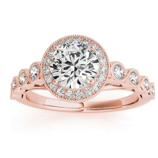 Diamond Halo Swirl Engagement Ring Setting 14K Rose Gold (0.36ct)
