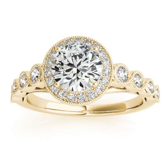 Diamond Halo Swirl Engagement Ring Setting 18K Yellow Gold (0.36ct)