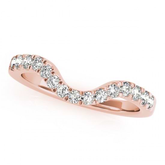 Diamond Accented Contour Shape Wedding Band in 14k Rose Gold 0.33ct