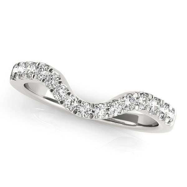 Diamond Accented Contour Shape Wedding Band in 14k White Gold 0.33ct