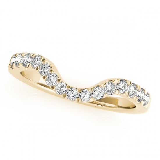 Diamond Accented Contour Shape Wedding Band in 14k Yellow Gold 0.33ct