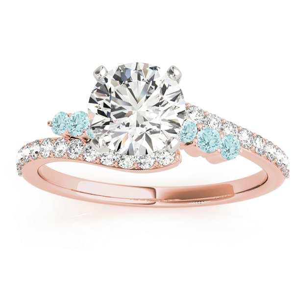 Diamond & Aquamarine Bypass Engagement Ring 14k Rose Gold (0.45ct)