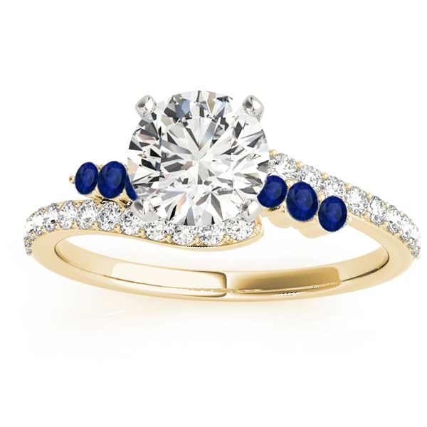 Diamond & Blue Sapphire Bypass Engagement Ring 14k Yellow Gold (0.45ct)