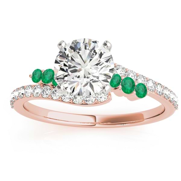 Diamond & Emerald Bypass Engagement Ring 18k Rose Gold (0.45ct)